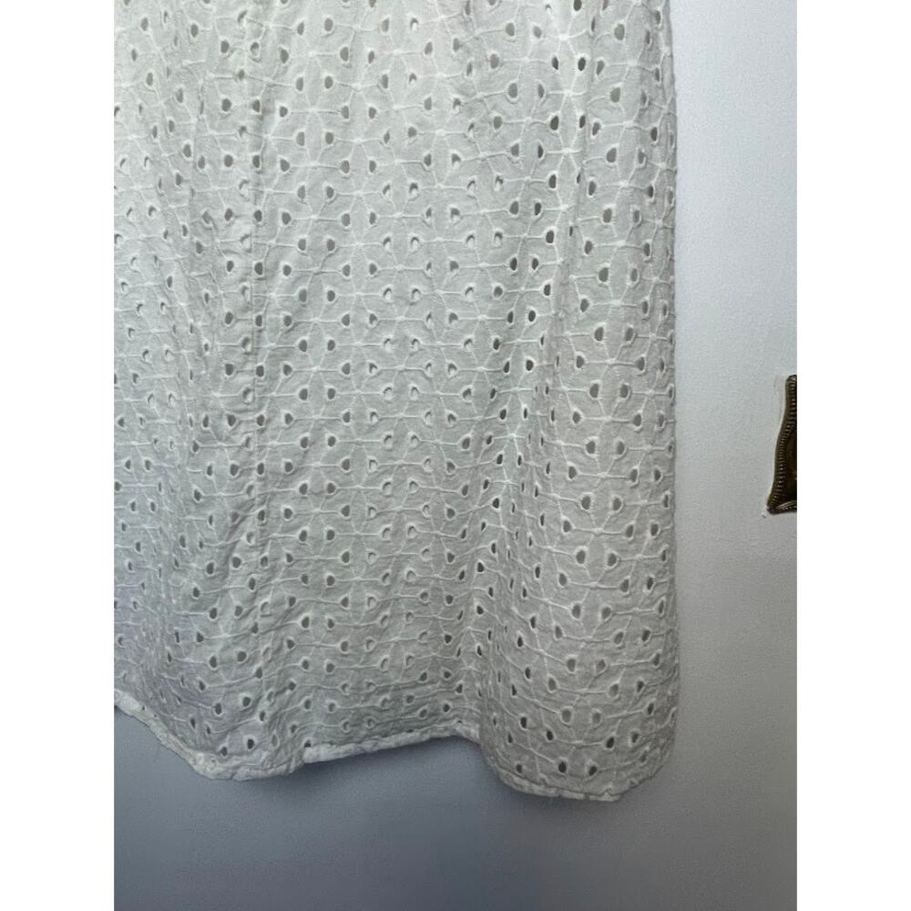 Eyelet Lace A-line Dress White Knee Length Y2K Womens Size 6 Sleeveless Sundress - Picture 11 of 16